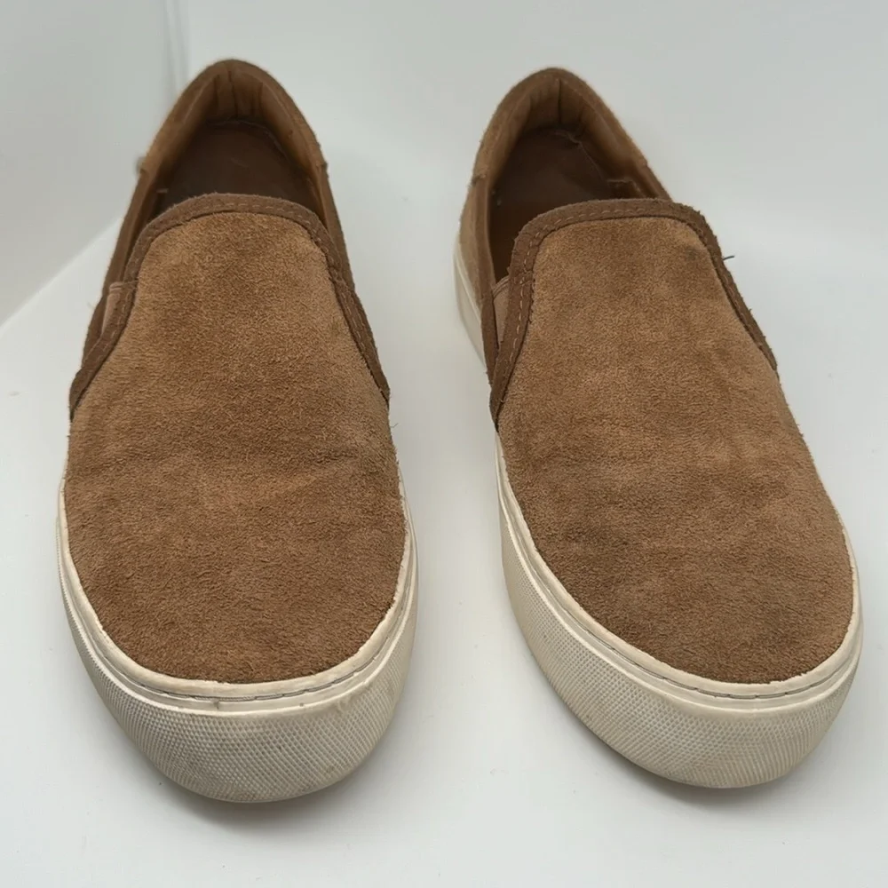 UGG Women's Jass Leather Brown Tan Suede Slip-On Sneakers Shoes‎ Size 7.5